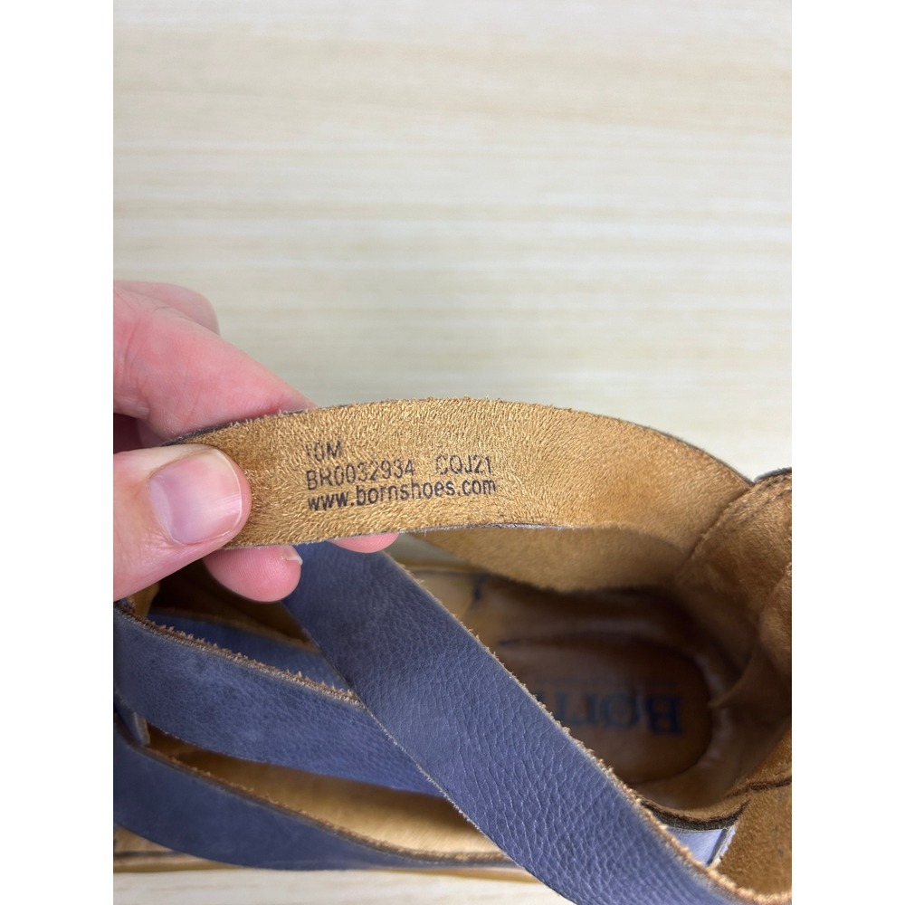 Born‎ Womens Iwa Sandals Size 10M Blue Leather Woven Zipper Comfort Flat - Picture 2 of 6